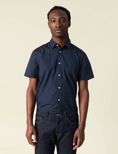Chemise manches courtes bleu marine homme