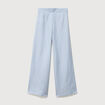Pantalon large taille haute ceinture bleu ciel femme