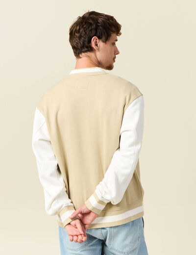 Veste sweat manches longues ecru homme