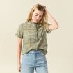Chemise manches courtes vert kaki femme