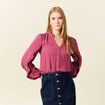 Blouse manches longues volants vieux rose femme