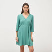Robe manches longues col v vert femme