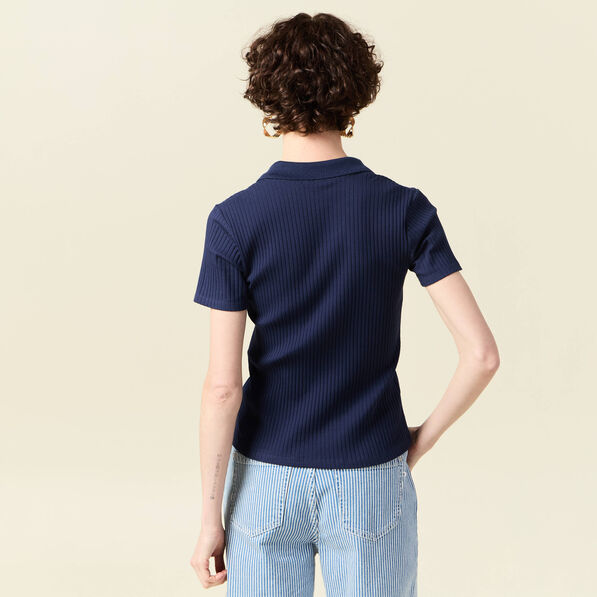 Polo manches courtes bleu marine femme