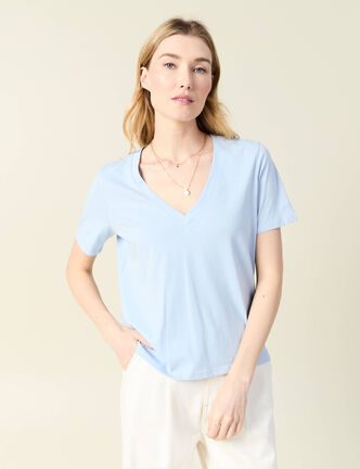 T-shirt manches courtes bleu clair femme