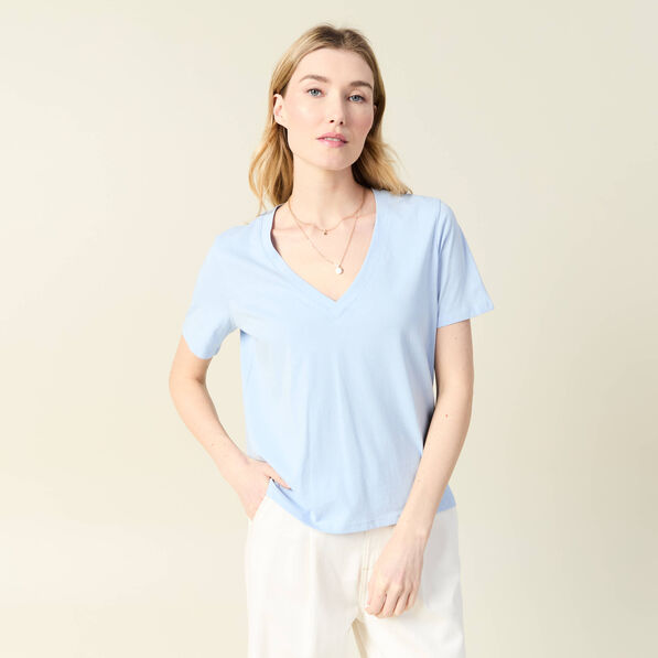 T-shirt manches courtes bleu clair femme