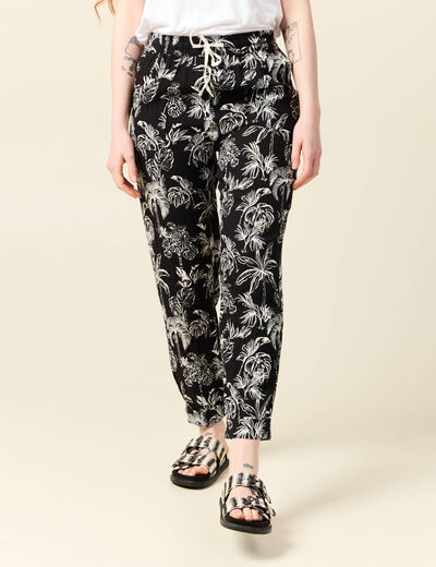 Pantalon carotte fluide noir femme