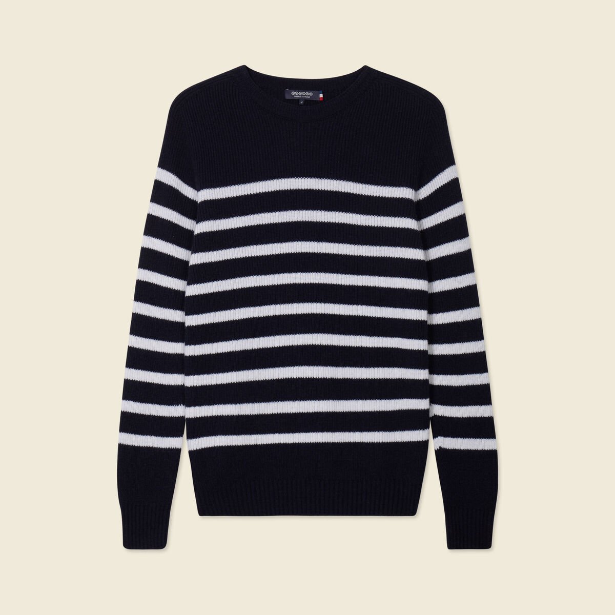 Pull manches longues fabriqué en France bleu marine homme