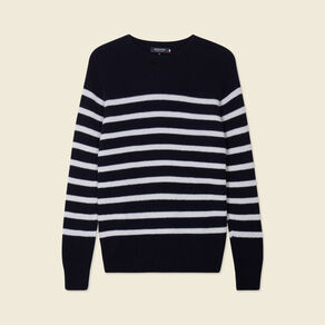 Pull manches longues fabriqué en France bleu marine homme