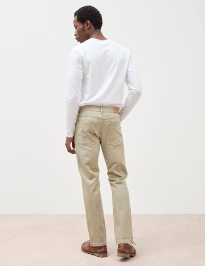 Jeans straight longueur 32 denim vert kaki homme