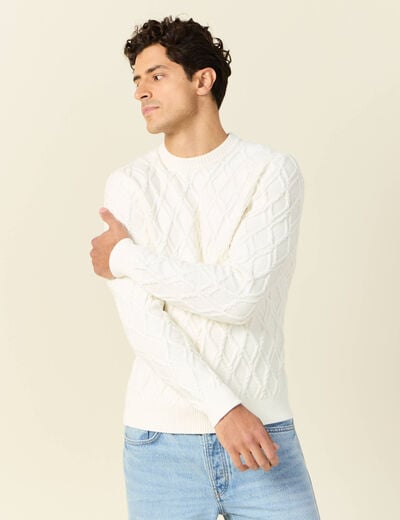 Pull manches longues blanc homme