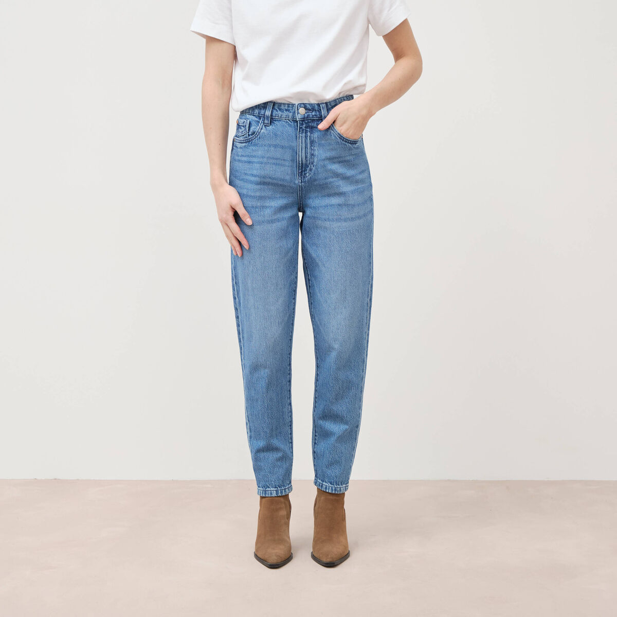 Jeans mom 7/8&egrave;me denim used femme