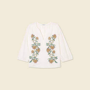 Blouse manches 3/4 blanc femme