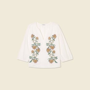 blouse manches 34 blanc femme Blouse manches 3/4 blanc femme