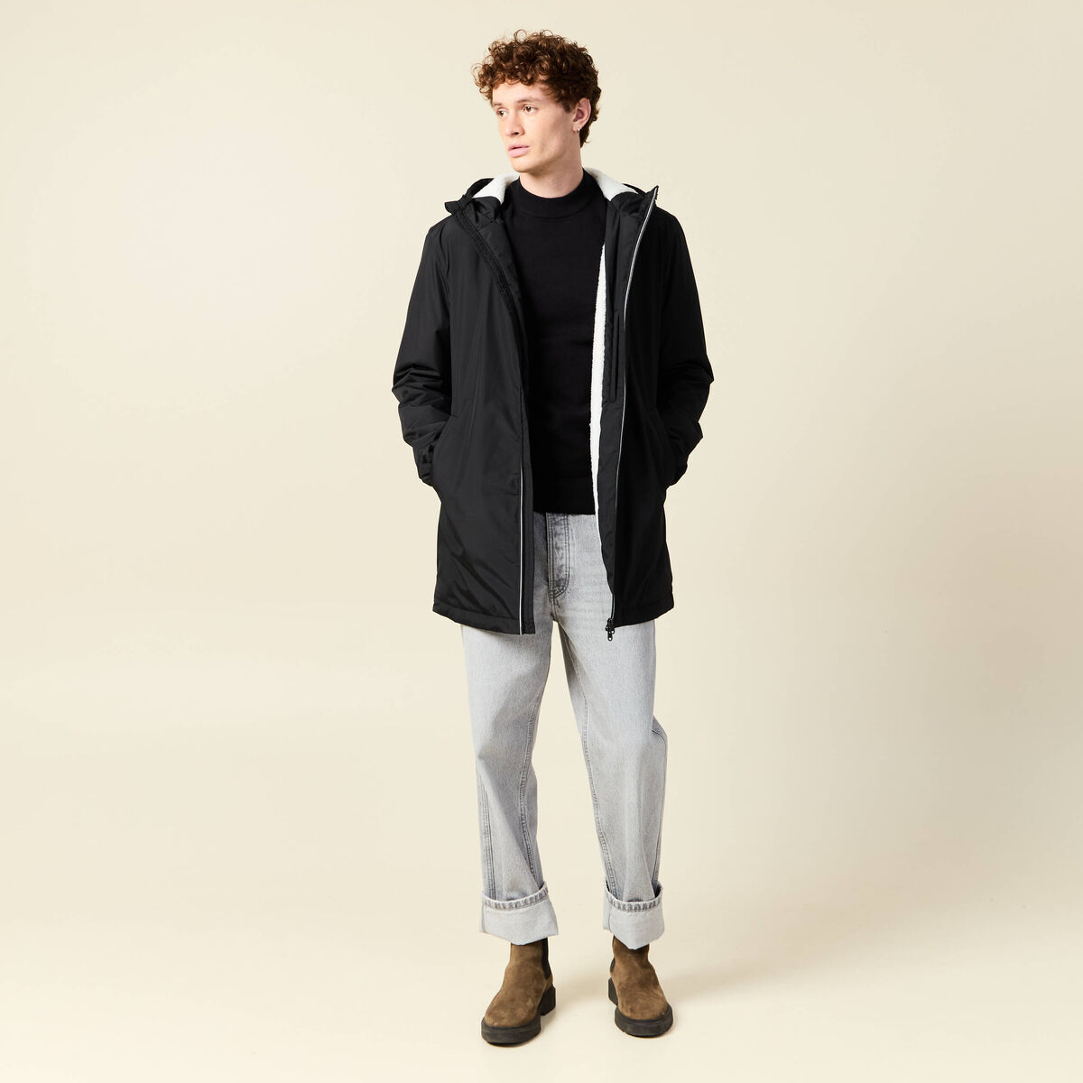 Pull manches longues noir homme