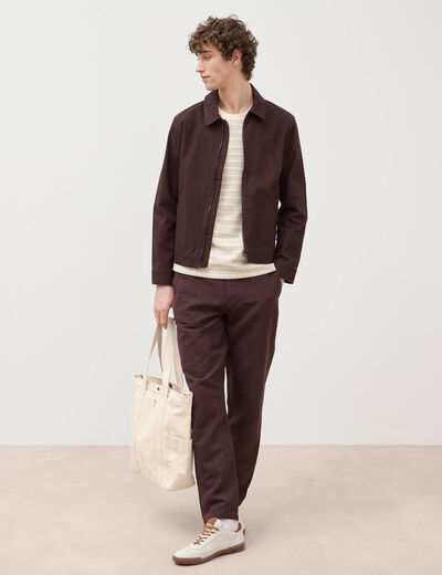 Chino coupe droite longueur 32 marron fonc&eacute; homme