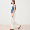 Gilet en jeans sans manches col rond denim used femme