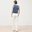 Gilet en jeans sans manches col rond denim used femme