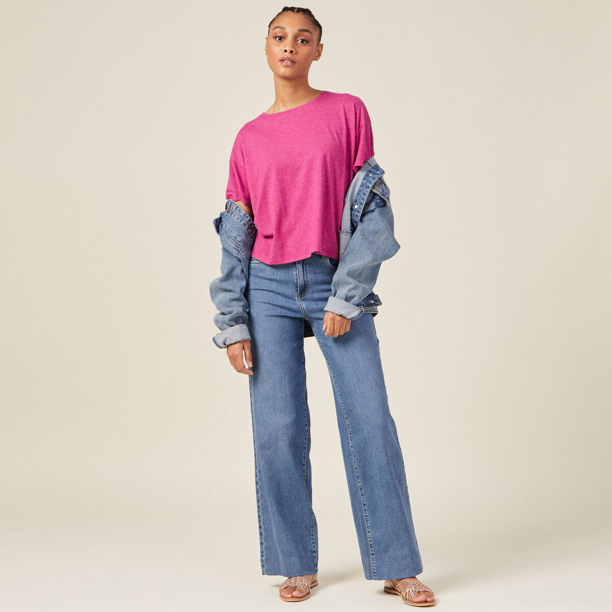T-shirt manches courtes violet clair femme
