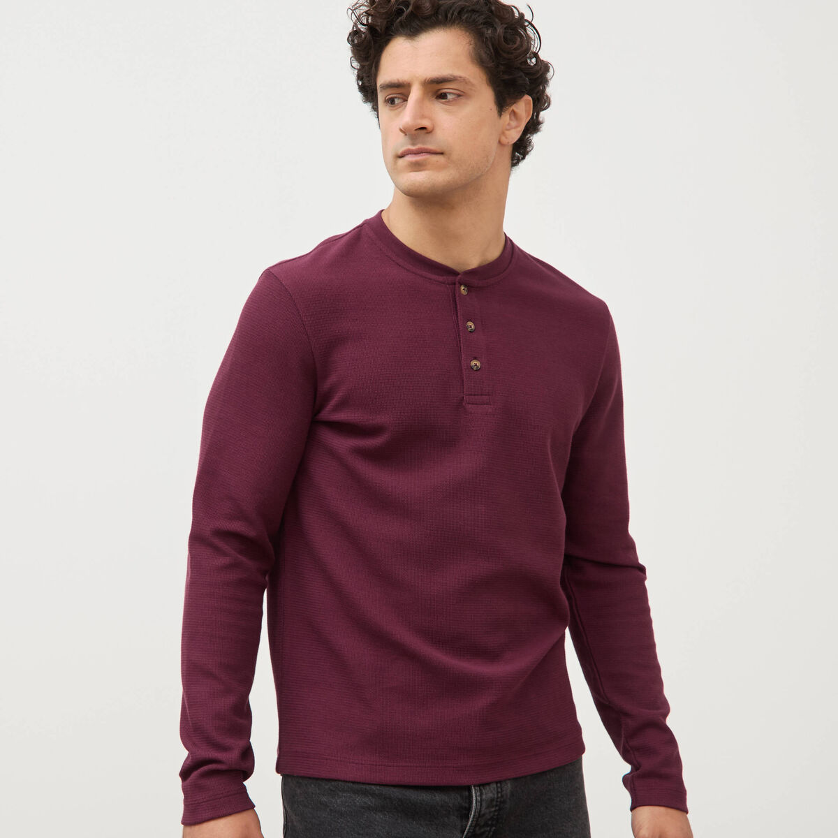 T-shirt manches longues prune homme