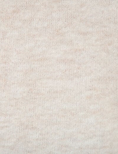Pull droit brod&eacute; manches longues creme femme