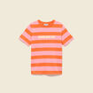 T-shirt ray&eacute; col rond manches courtes orange femme