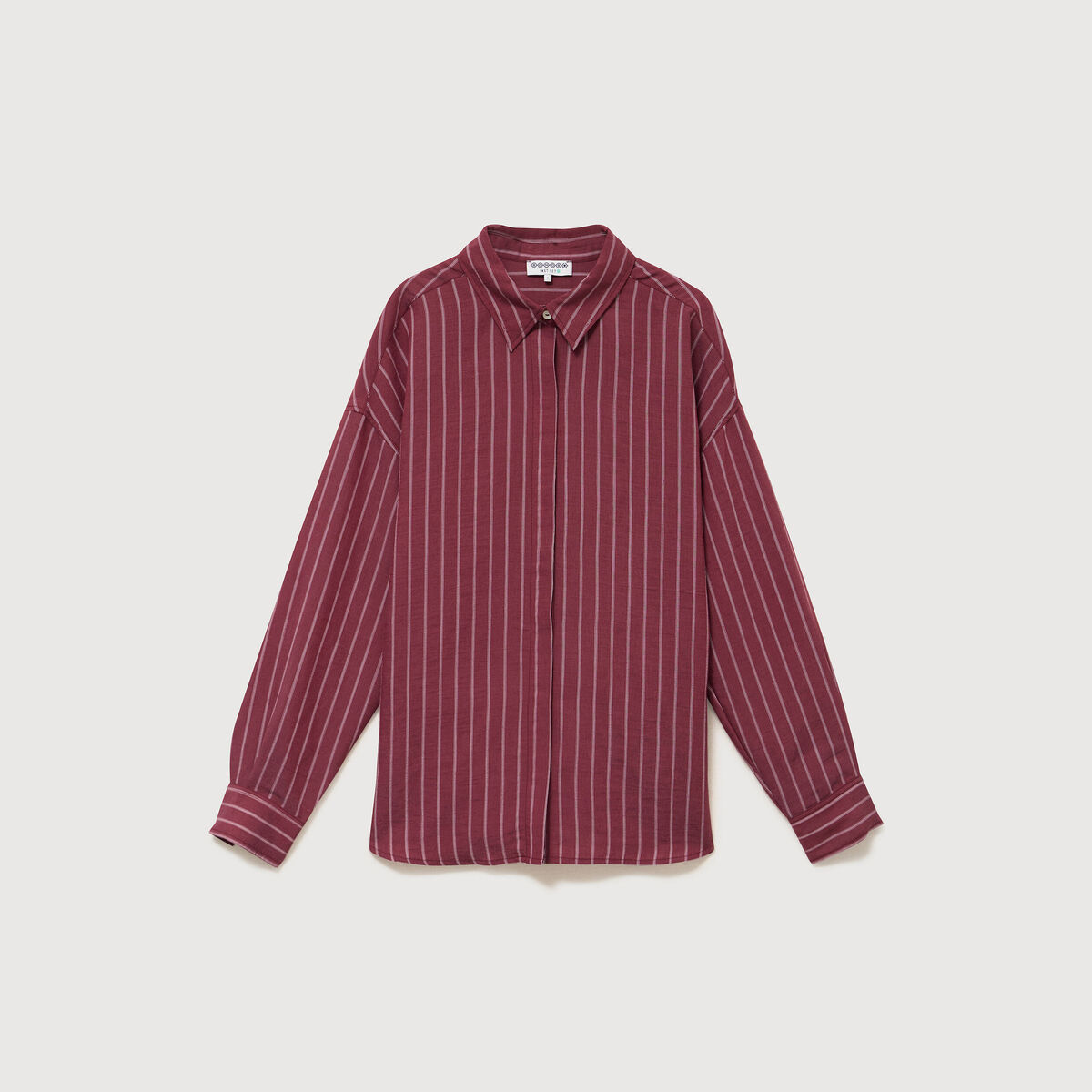 Chemise droite manches longues fluide bordeaux femme