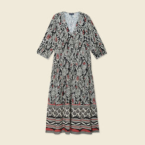 Robe longue évasée noir femme