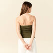 Bustier cropped côtelé vert kaki femme