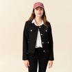 Veste tweed boutonnée noir femme