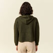 Pull &agrave; capuche zipp&eacute; vert kaki femme