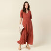 Robe longue évasée fluide orange foncé femme