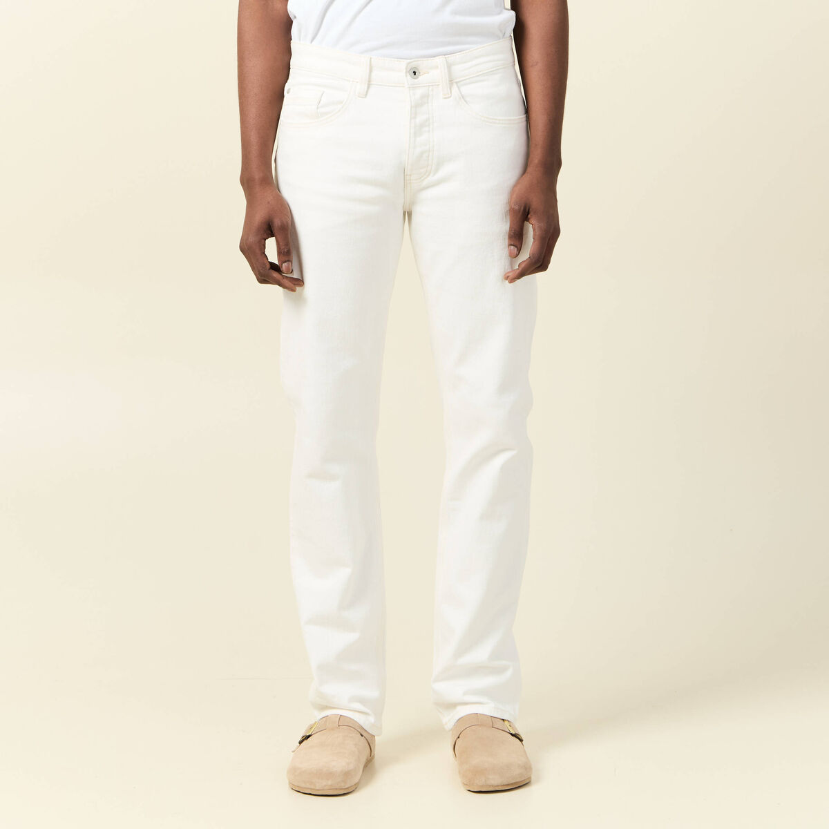 Jeans regular longueur 34 denim blanc homme