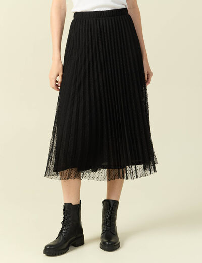 Jupe midi &eacute;vas&eacute;e tulle noir femme