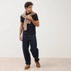 Polo droit en coton manches courtes noir homme