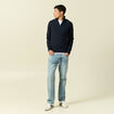 Pull fin col camionneur manches longues bleu marine homme