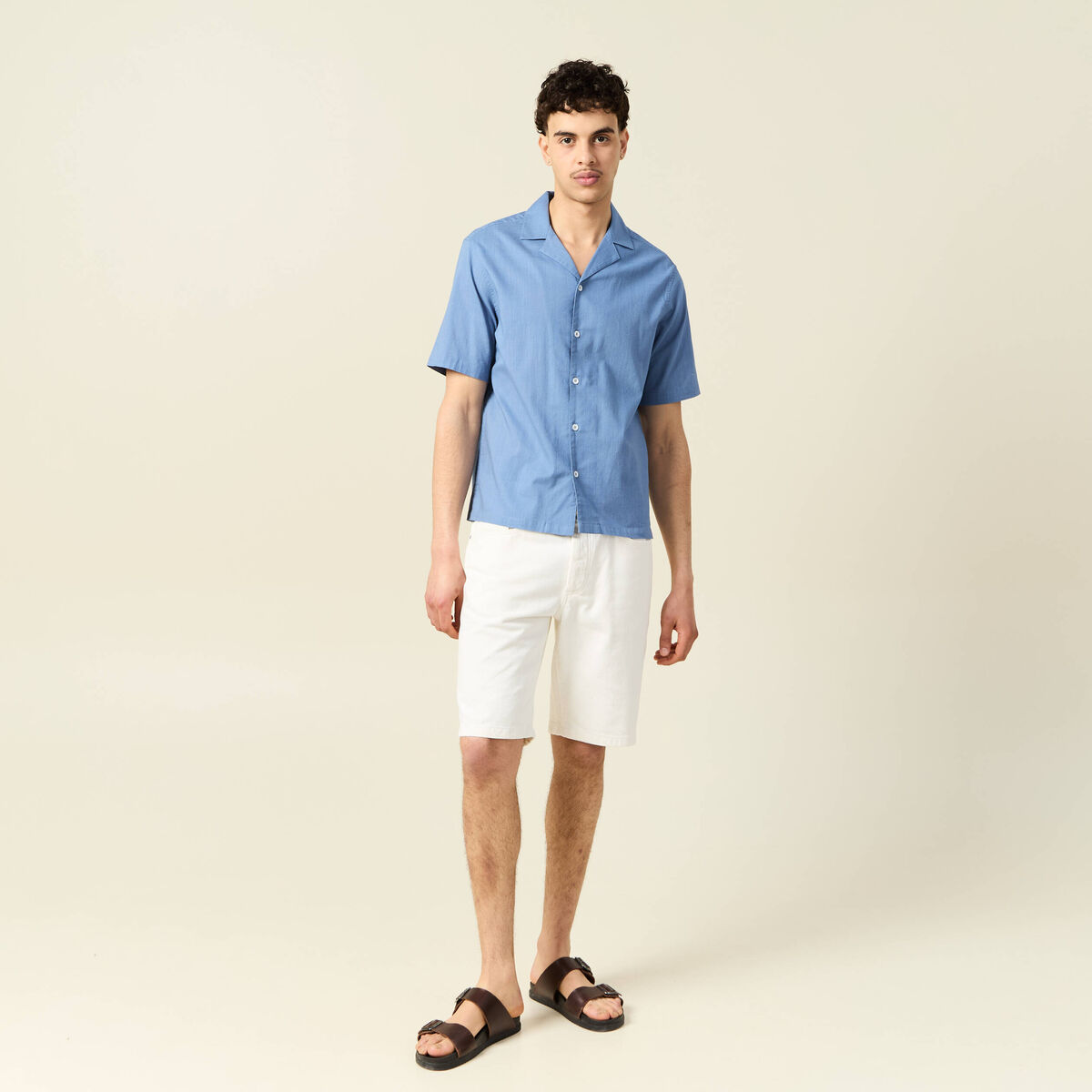 Chemise manches courtes bleu gris homme