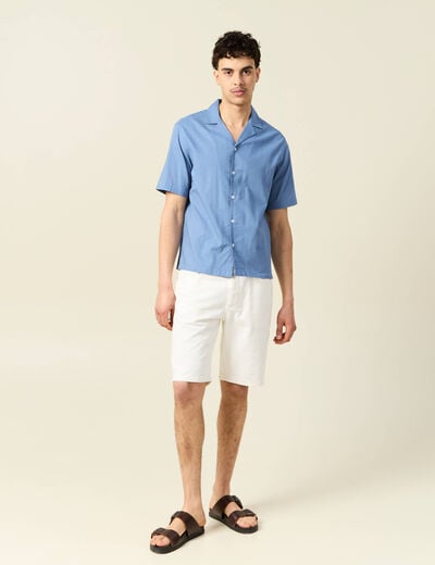 Chemise manches courtes bleu gris homme