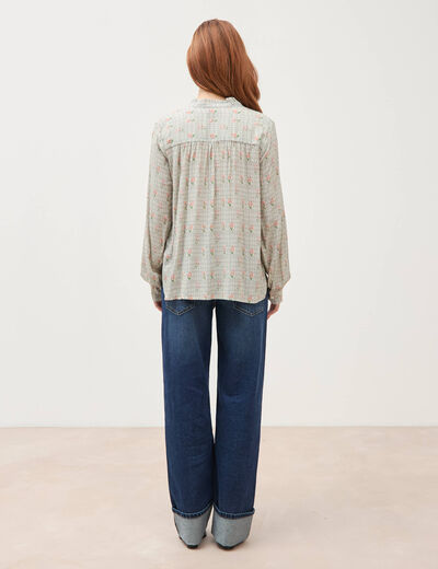 Blouse manches longues bleu gris femme