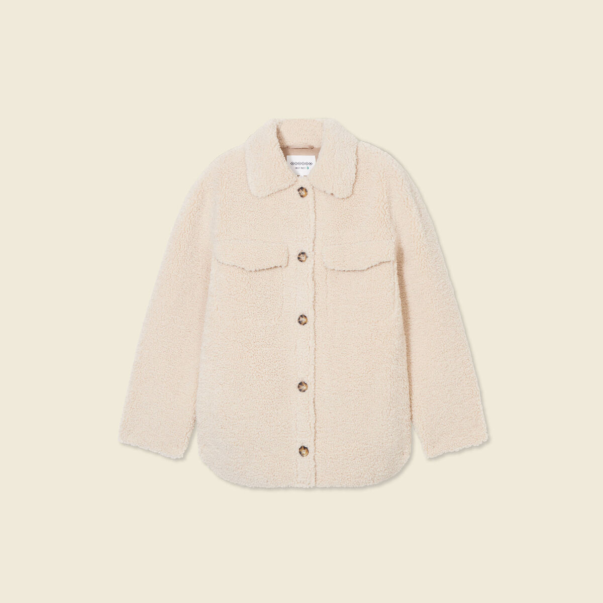 Manteau surchemise droit creme femme