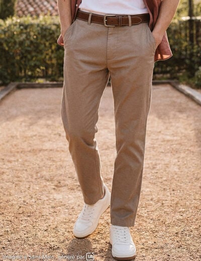 Pantalon chino taupe homme