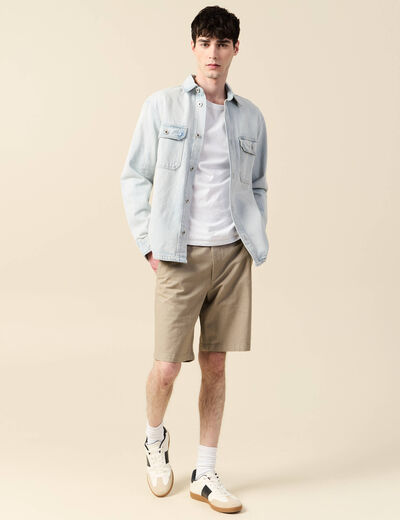 Bermuda droit chino ceinture sable homme