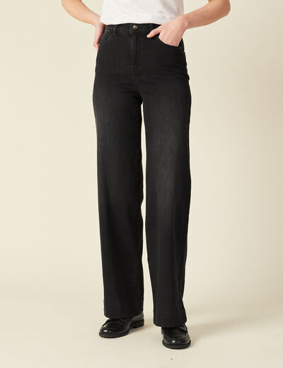 Jeans flare taille haute denim noir femme