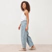Jeans barrel taille haute 7/8&egrave;me denim bleach femme