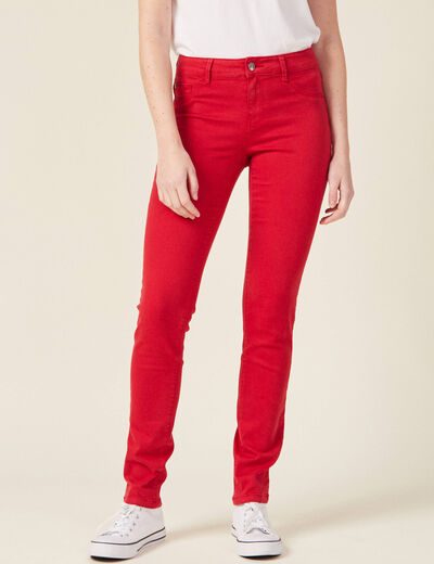 Pantalon slim rouge foncé femme