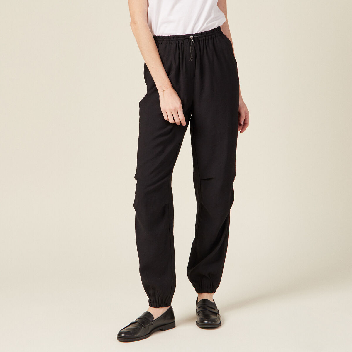 Pantalon cargo noir femme