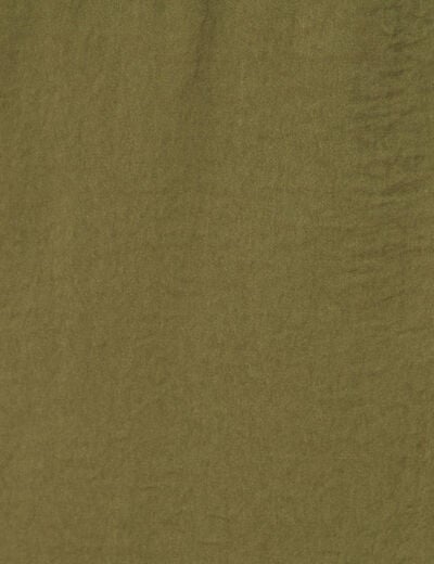 Robe longue droite satin vert kaki femme