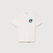 T-shirt droit col rond manches courtes ecru femme