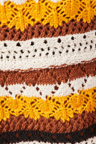 Pull sans manches crochet creme femme