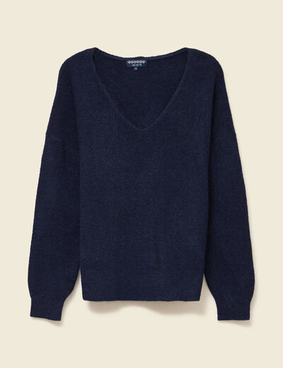 Pull manches longues bleu marine femme