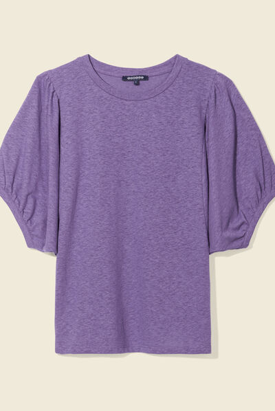 T-shirt manches courtes violet foncé femme